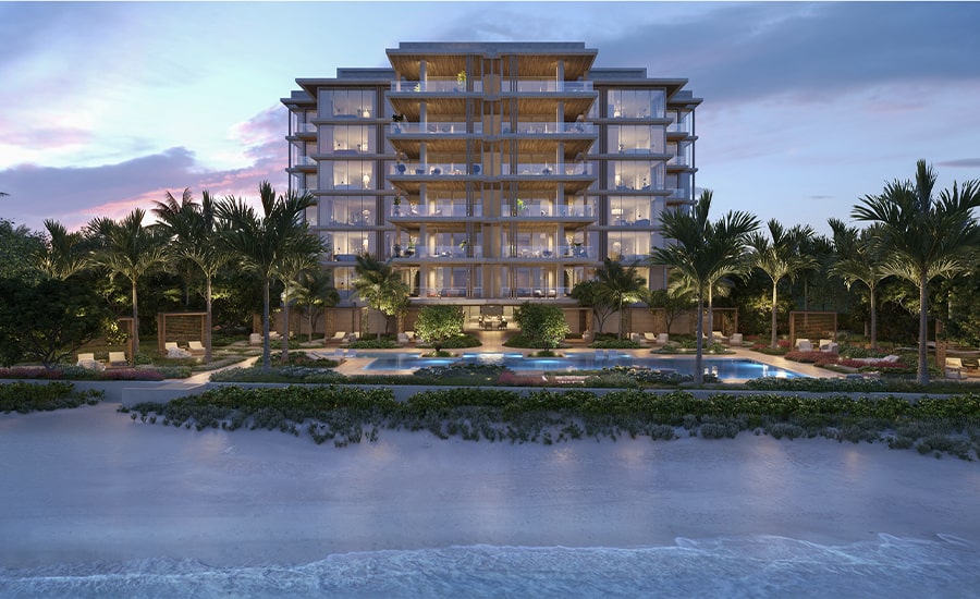 Olana Naples Beachfront Dusk Rendering